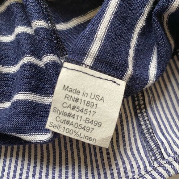 Bailey 44 Linen Anthropologie Top Blue White Striped Lightweight Shirttail Small - Picture 7 of 7